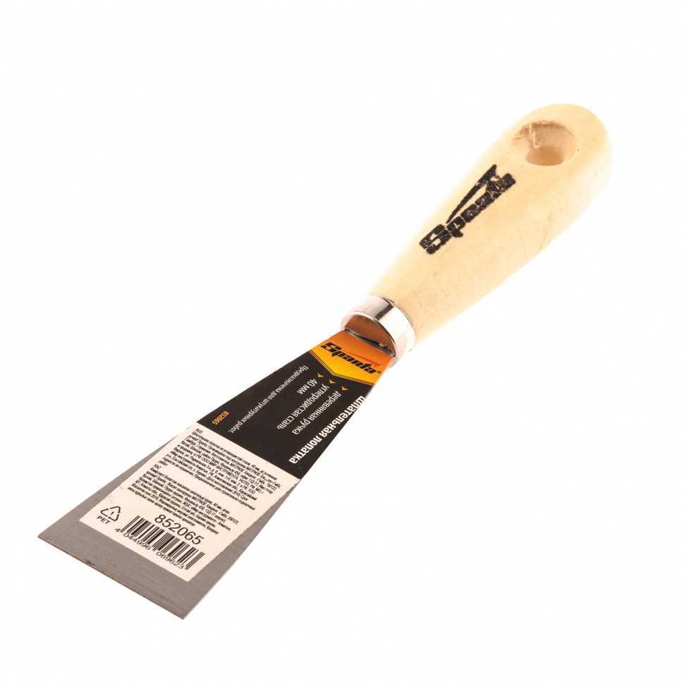 Шпательная лопатка из углеродистой стали, 40 мм, деревянная ручка Sparta Шпатели лопатки фото, изображение