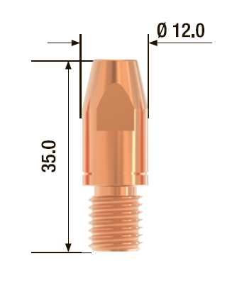 Fubag Контактный наконечник M10х35 мм CuCrZr D=1.6 мм (25 шт.) FB.CTM10.35-16 Аксессуары к горелкам TIG, MIG/MAG фото, изображение