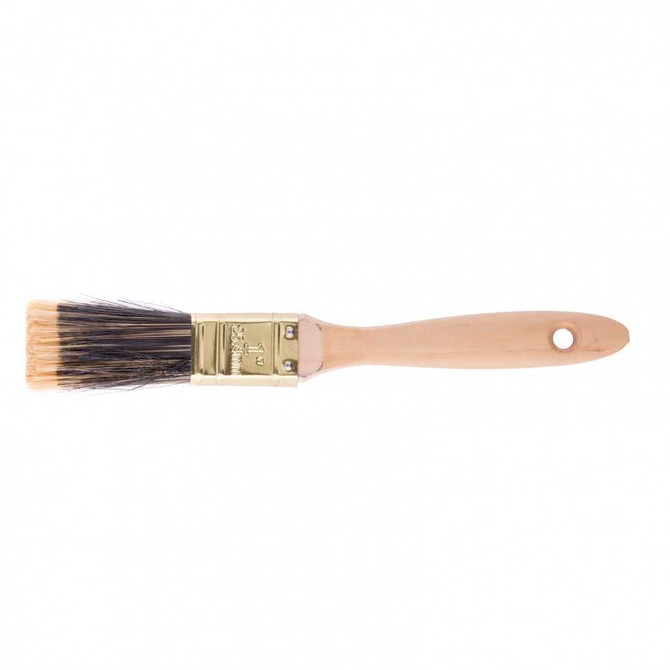 Кисть плоская 1", жесткая золотистая искусственная щетина, деревянная ручка Кисти плоские фото, изображение