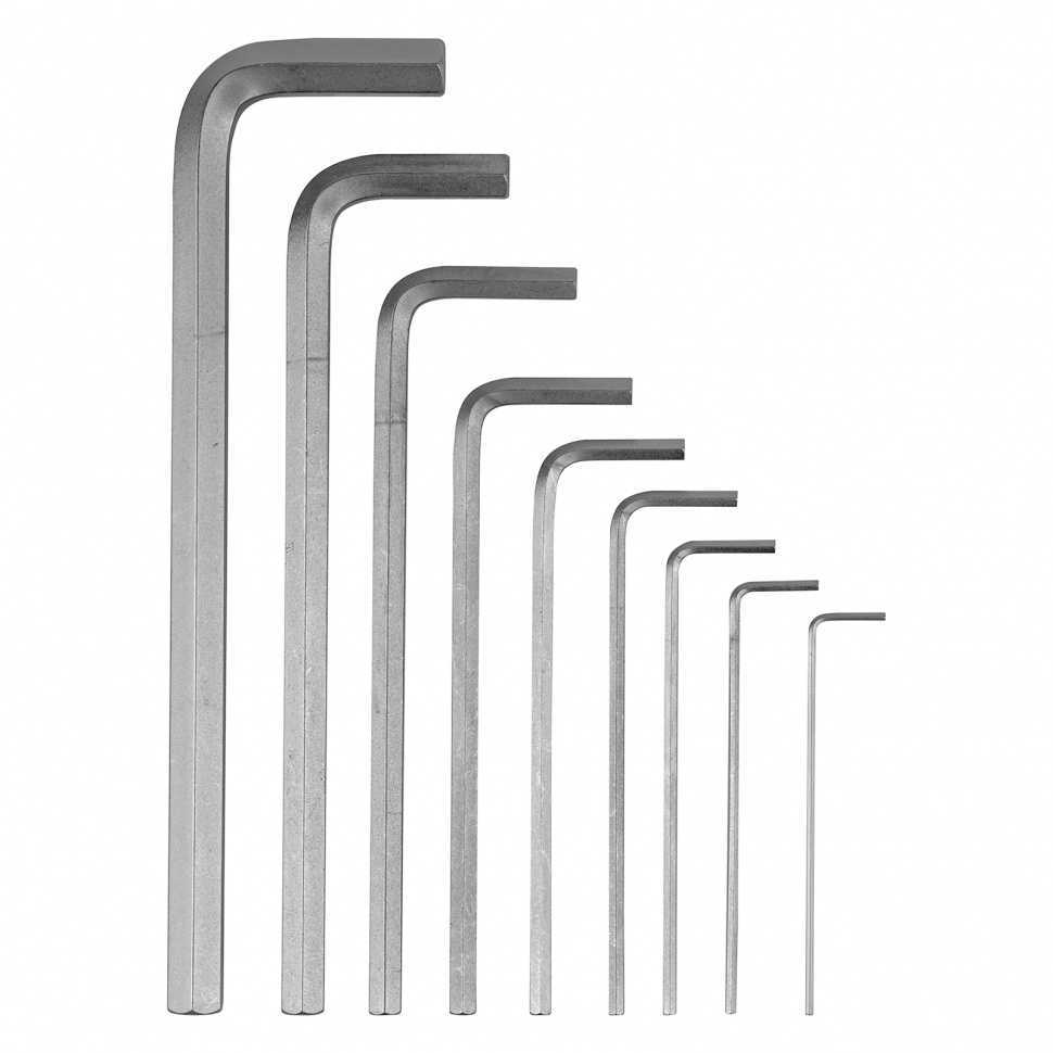Набор ключей имбусовых, HEX, 1,5-10 мм, CrV, 9 шт., удлиненные// Denzel Наборы ключей имбусовых фото, изображение